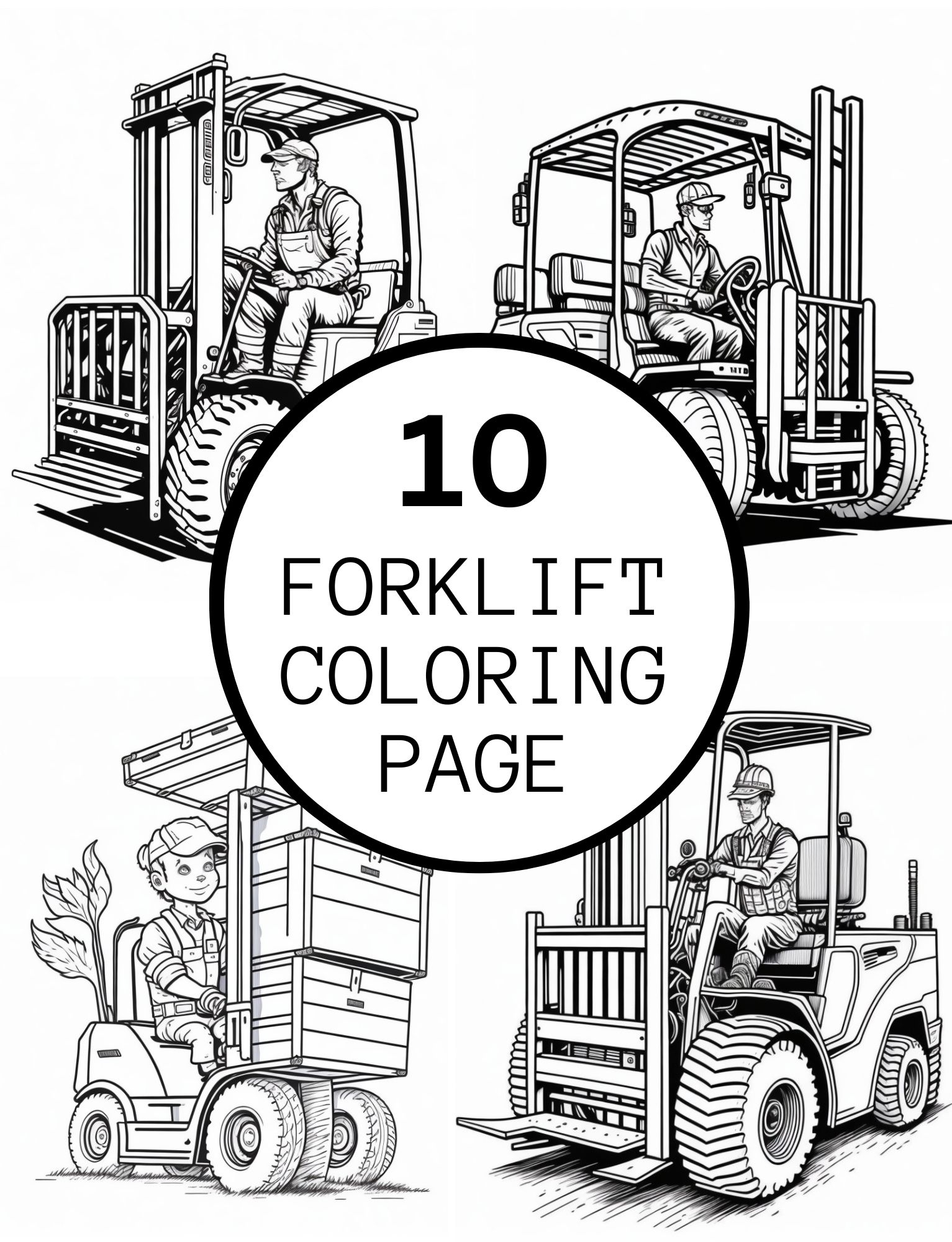 10 Realistic Fork Lift Coloring Pages For Kids And Adults Made By Teachers