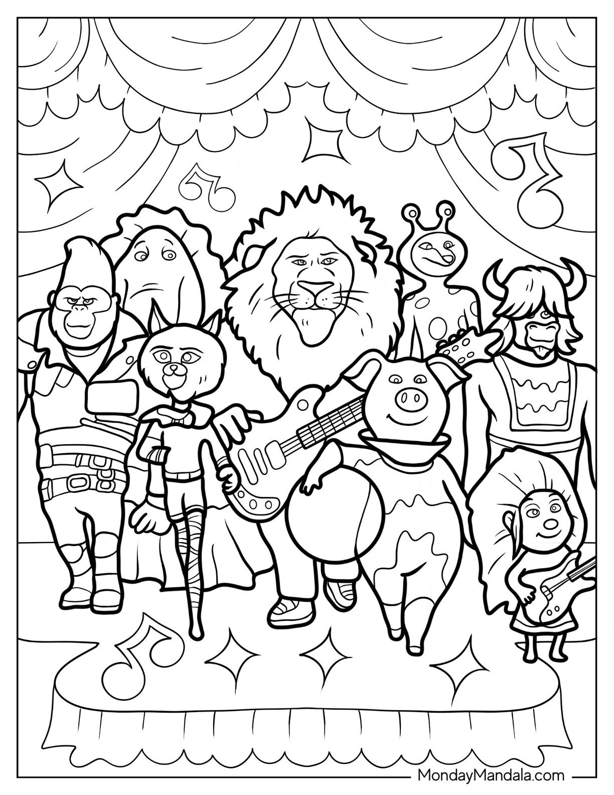 20 Sing Coloring Pages Free PDF Printables 