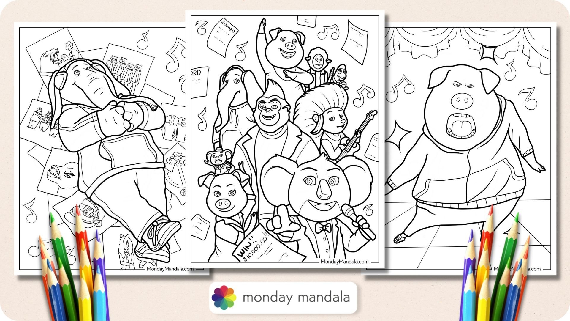 20 Sing Coloring Pages Free PDF Printables 