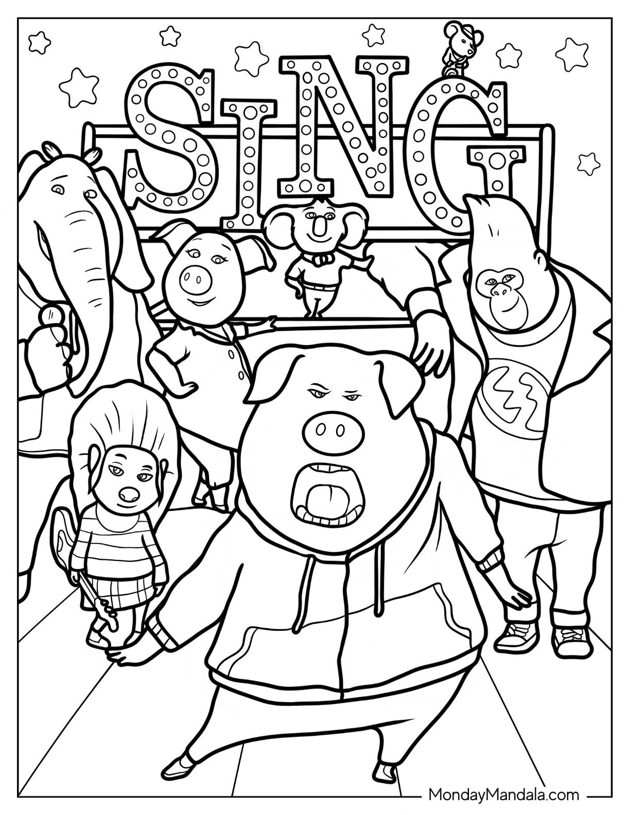 20 Sing Coloring Pages Free PDF Printables 