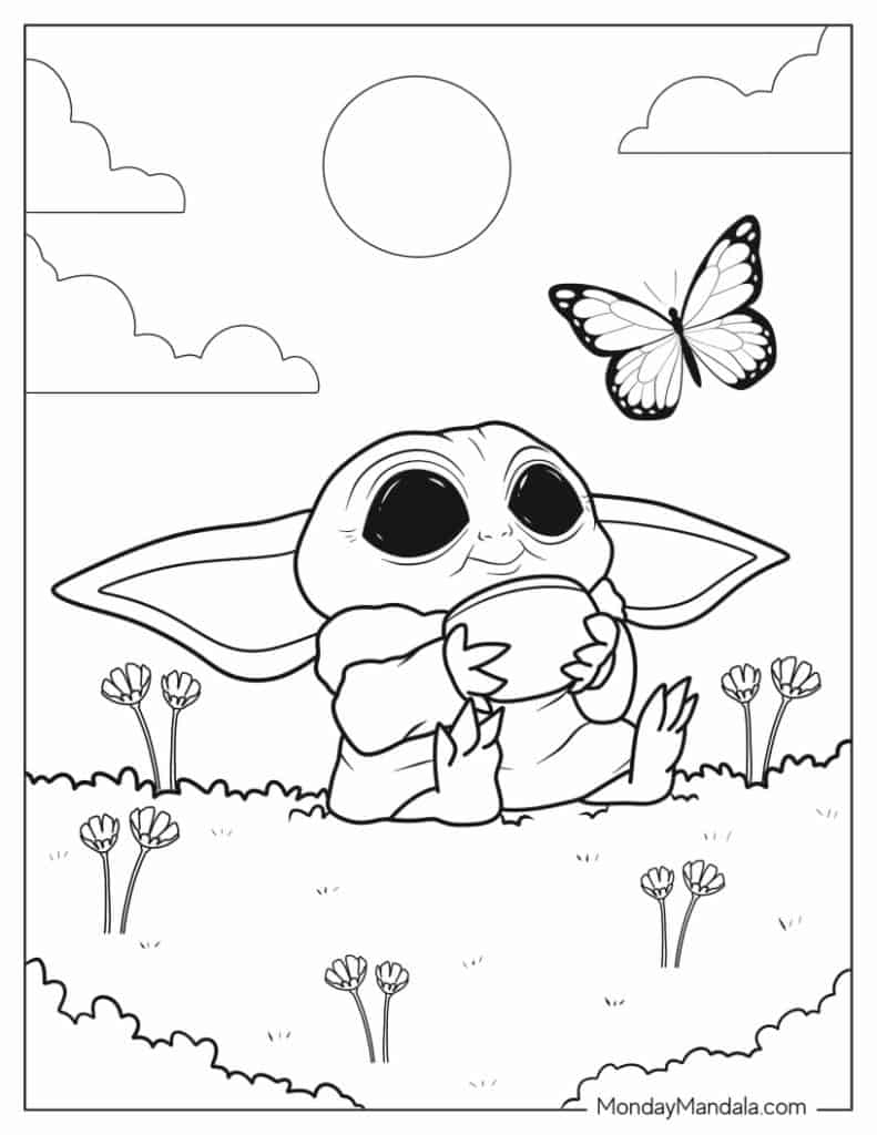 Baby Yoda Printable Coloring Pages