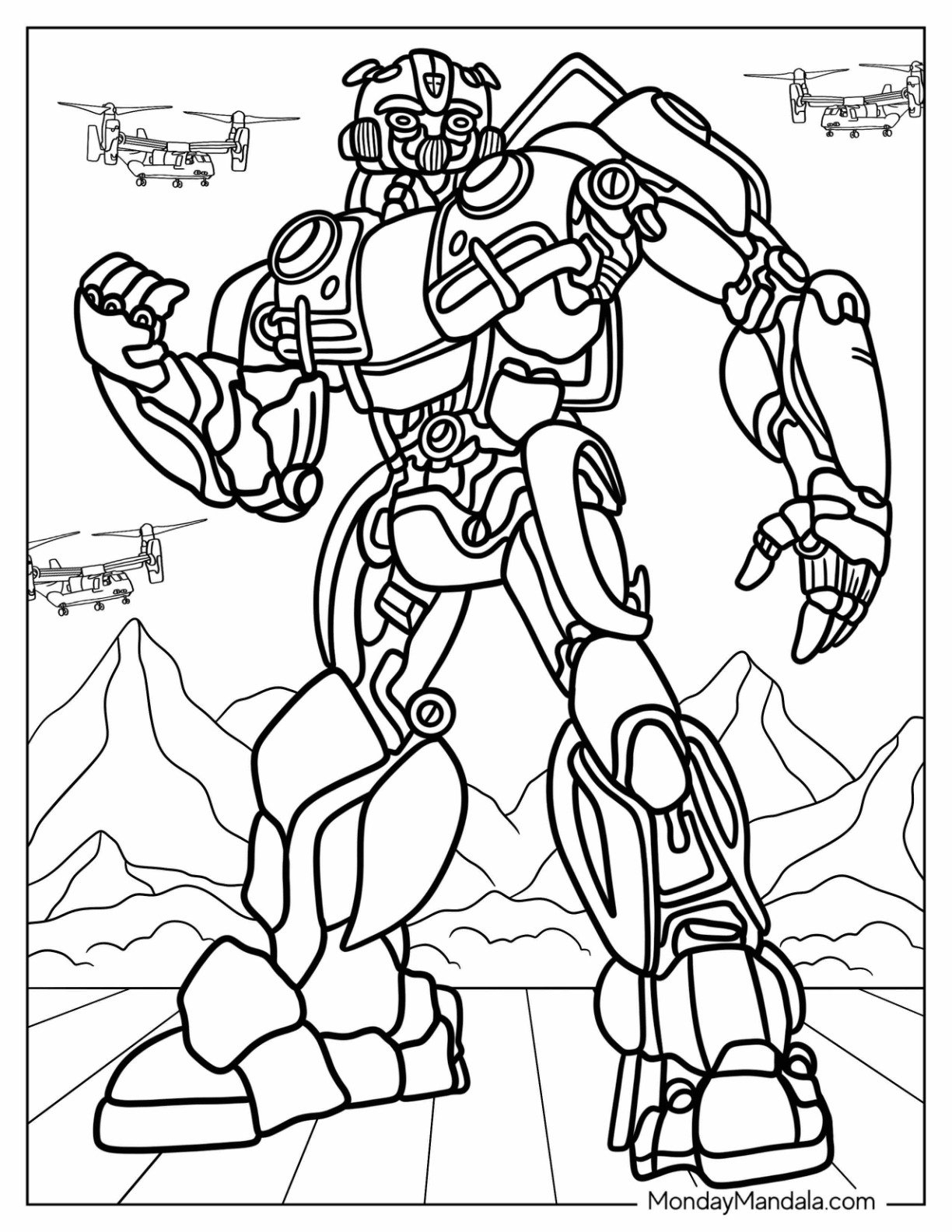 Printable Bumblebee Transformer Coloring Page
