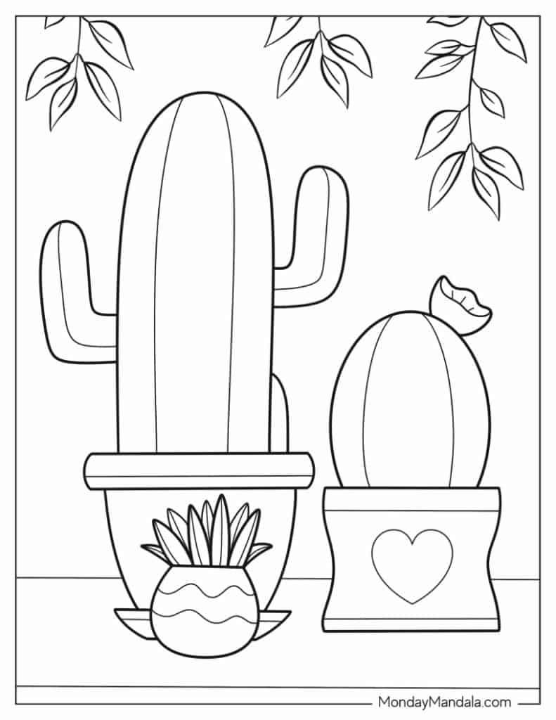 24 Cactus Coloring Pages Free PDF Printables 
