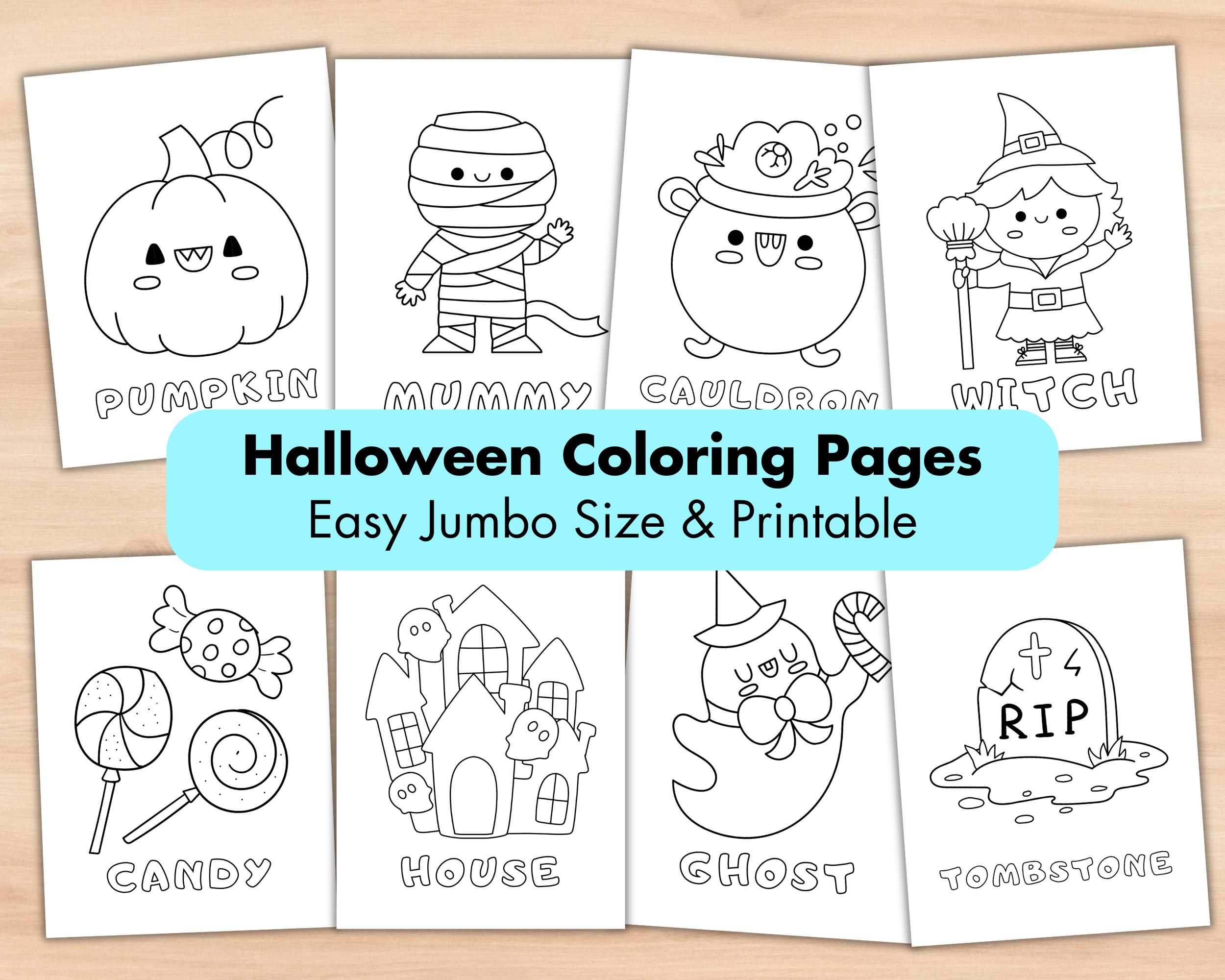 30 Jumbo Halloween Coloring Pages Kids Halloween Coloring Sheets Halloween Party Activity Kid Party Favors Printable Kawaii Download Etsy