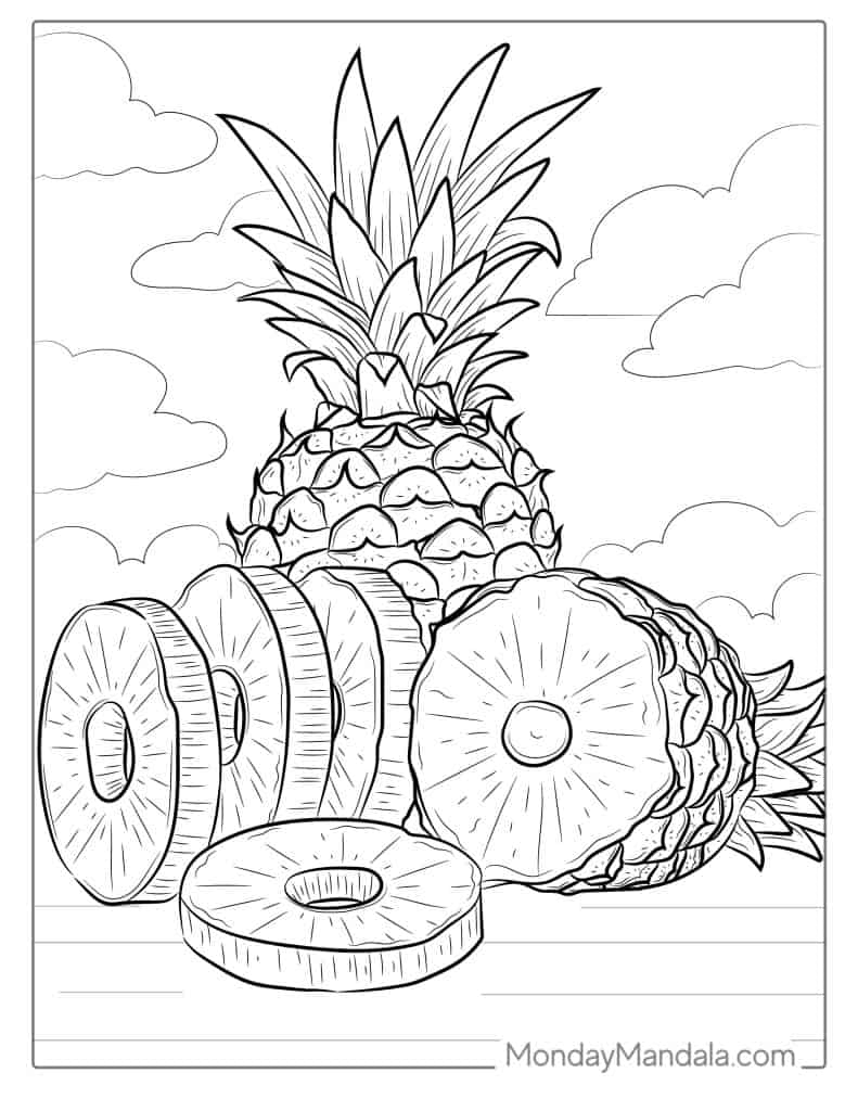 32 Pineapple Coloring Page Free PDF Printables 