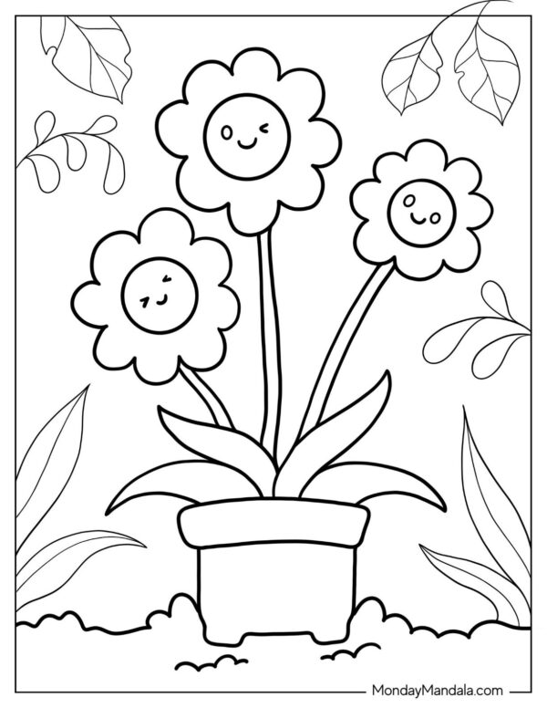 Printable Flowers Coloring Pages
