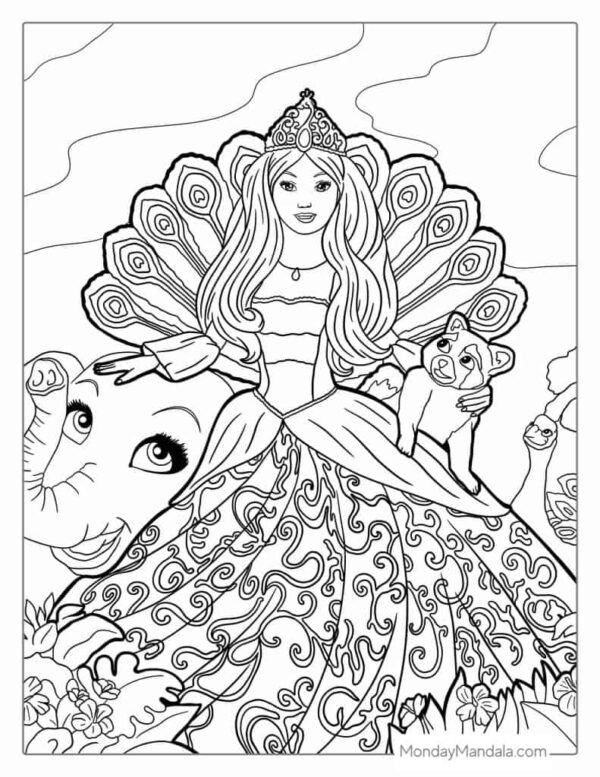 Barbie Princess Printable Coloring Pages
