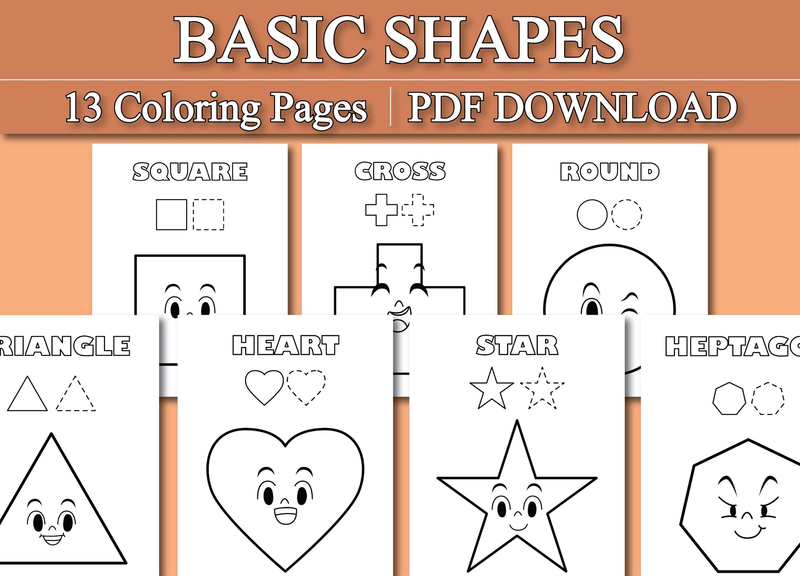 Basic Shapes Coloring Pages Shapes Printable Worksheet For Kids Printable PDF Download Etsy