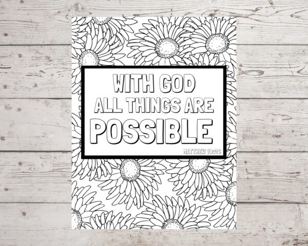 Matthew 19:26 Printable Coloring Page