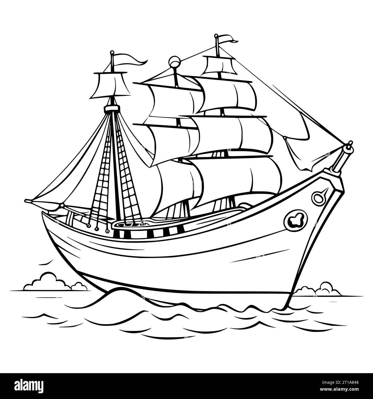 Boat Coloring Sheet Printable Vector Vectors Hi res Stock Photography And Images Alamy