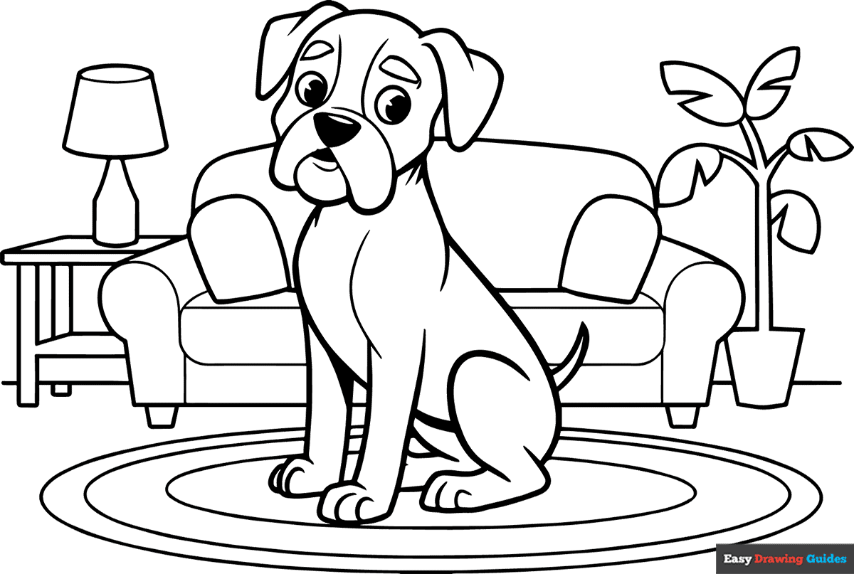 Printable Boxer Dog Coloring Pages