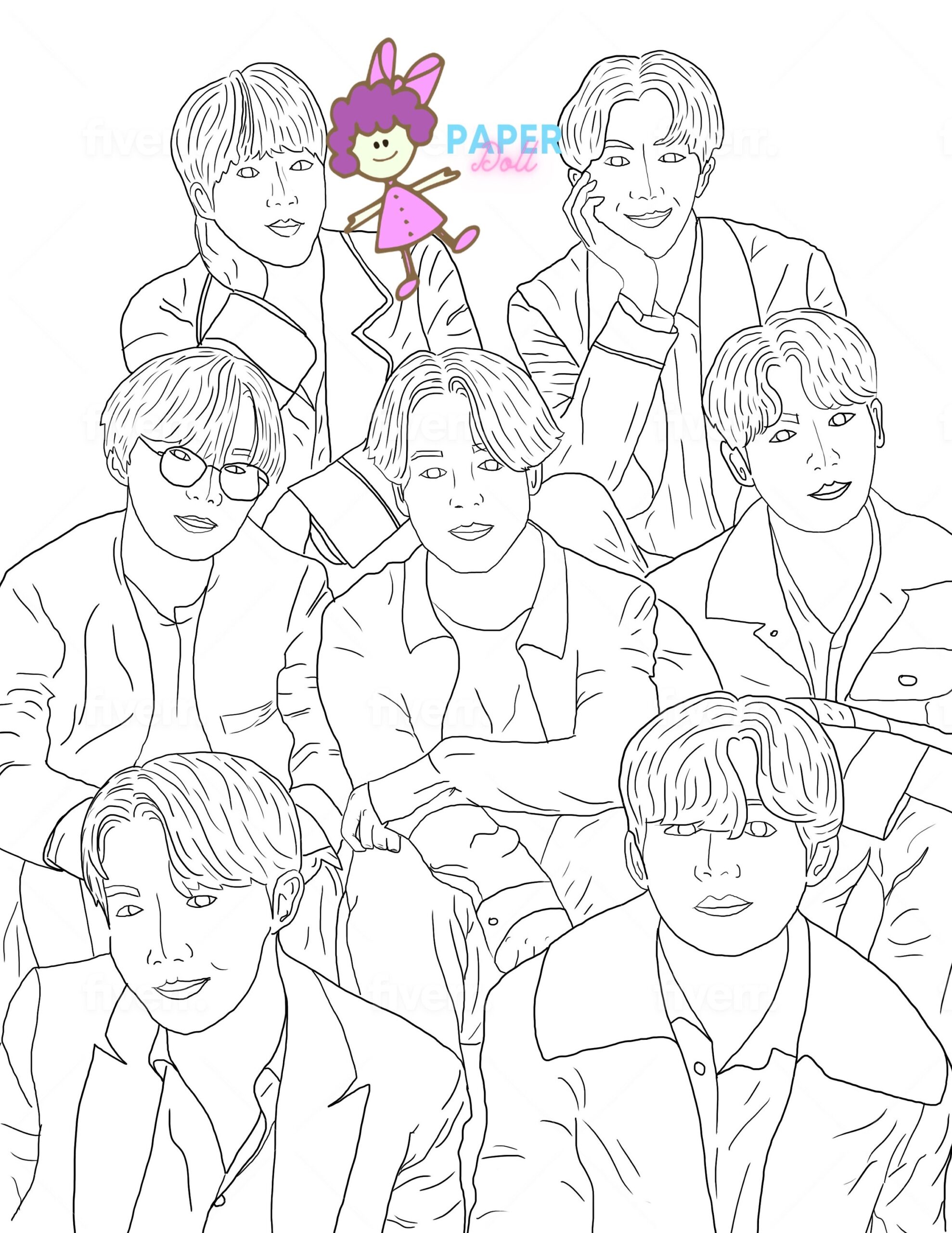 BTS Coloring Pages Etsy