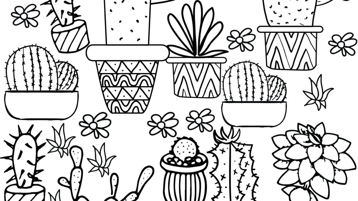 Cactus And Succulent Printable Adult Coloring Pages