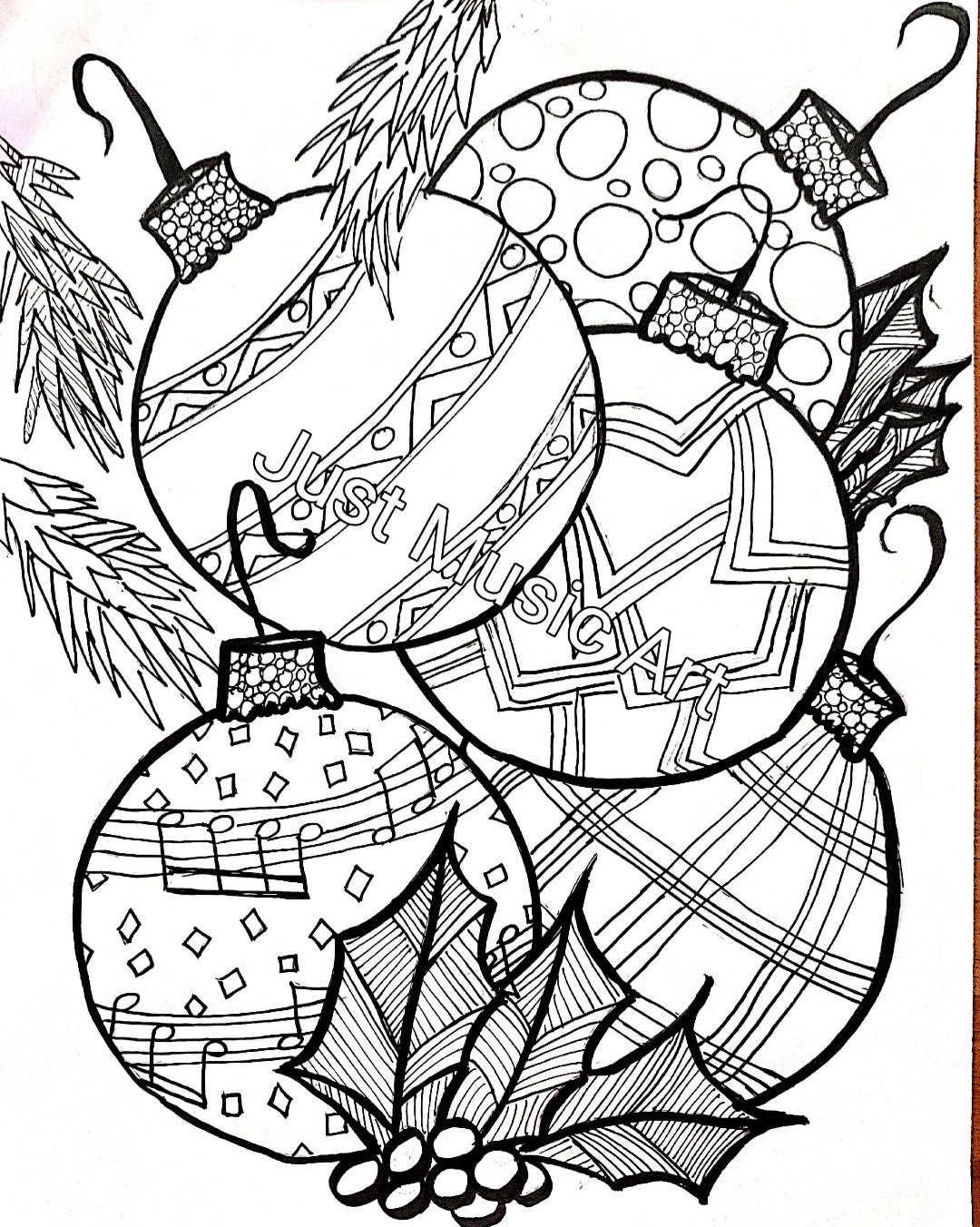 Christmas Ornament Coloring Page Printable Download Pdf Jpeg Etsy Israel
