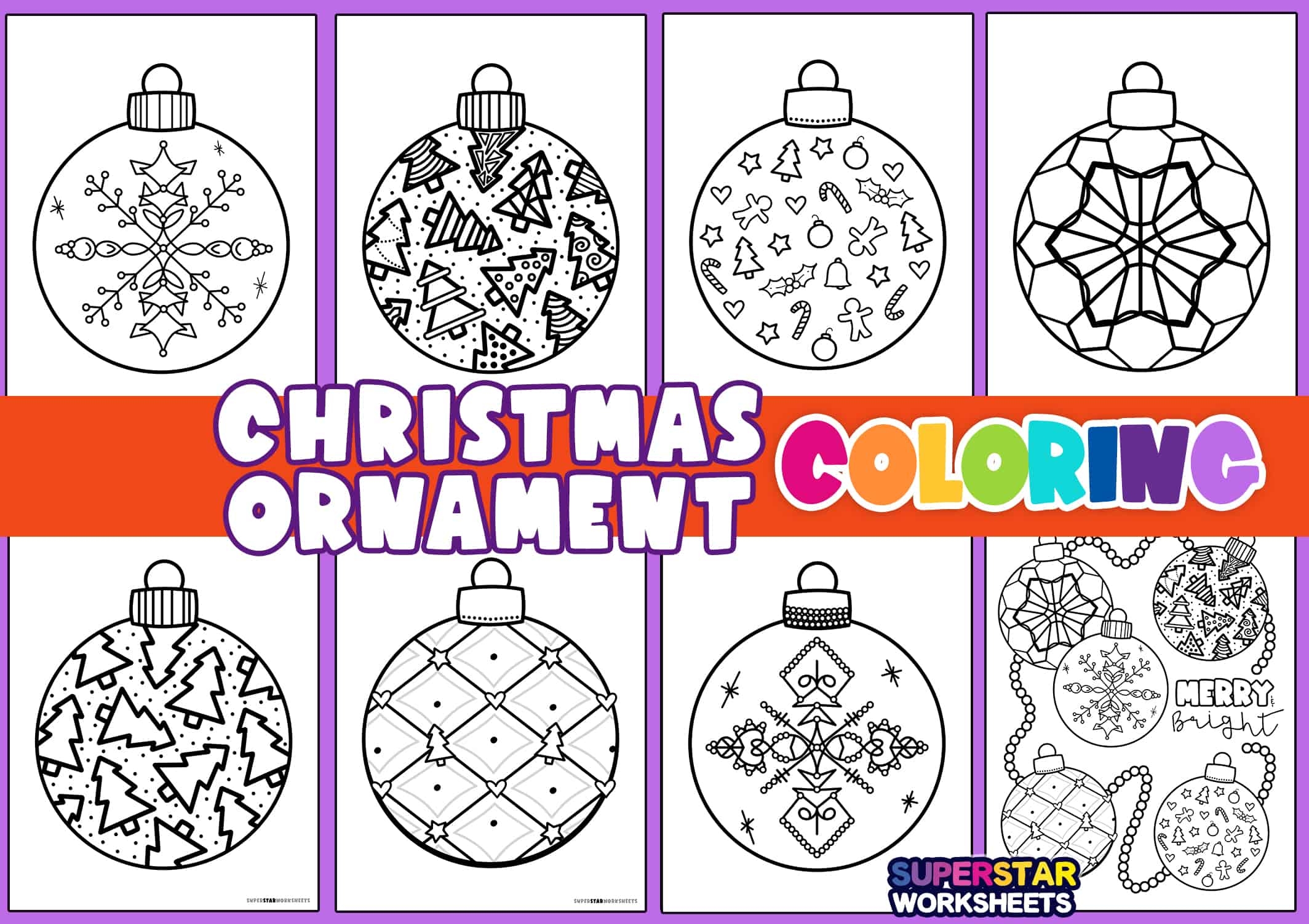 Christmas Ornament Coloring Page Superstar Worksheets