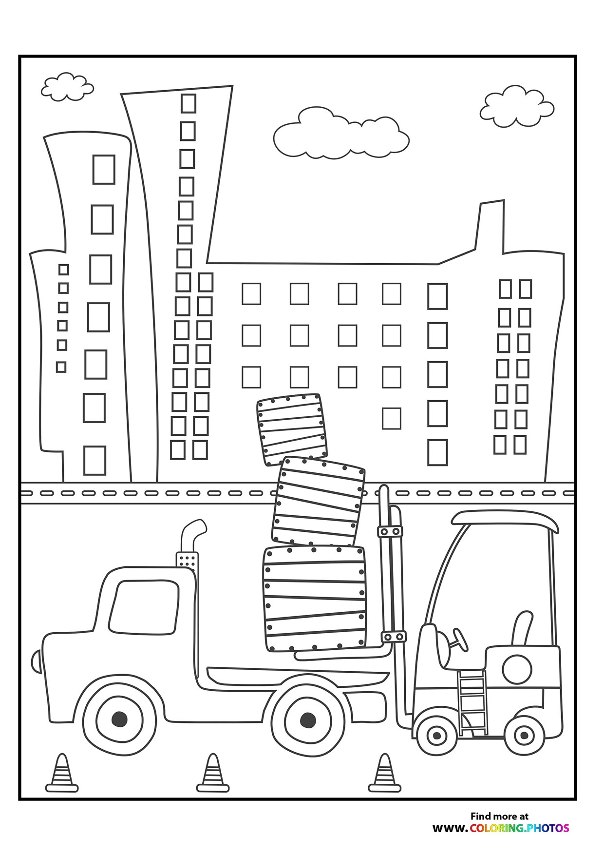 Construction Forklift Coloring Pages For Kids