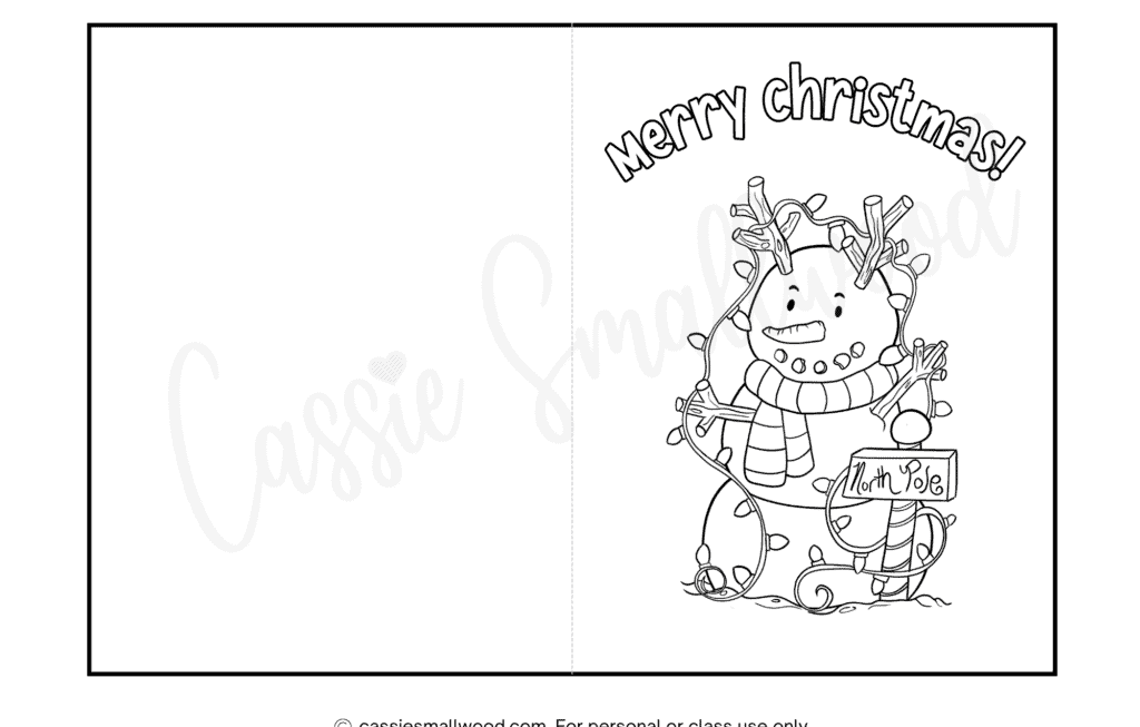 CUTE Christmas Cards To Color Cassie Smallwood