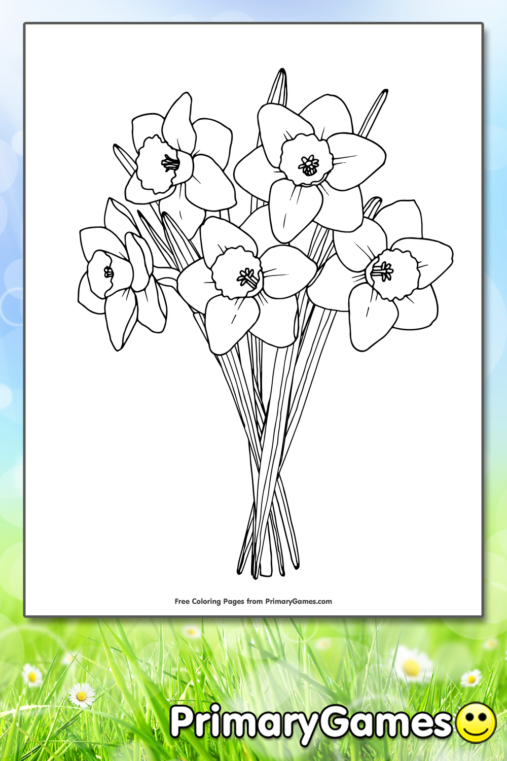 Daffodils Coloring Page FREE Printable PDF From PrimaryGames
