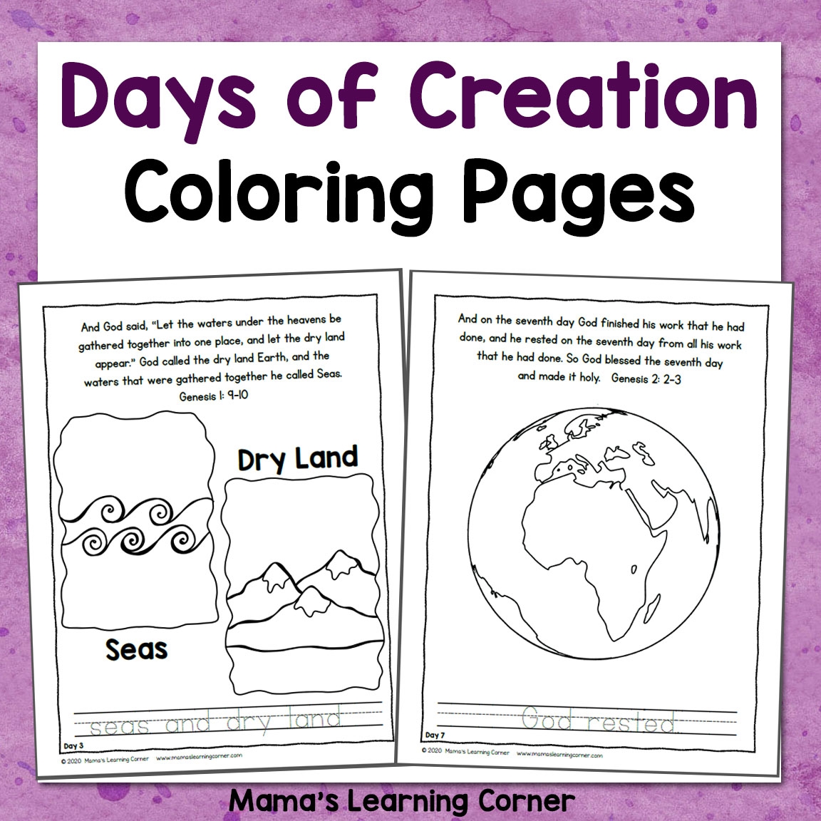 Days Of Creation Coloring Pages Mamas Learning Corner