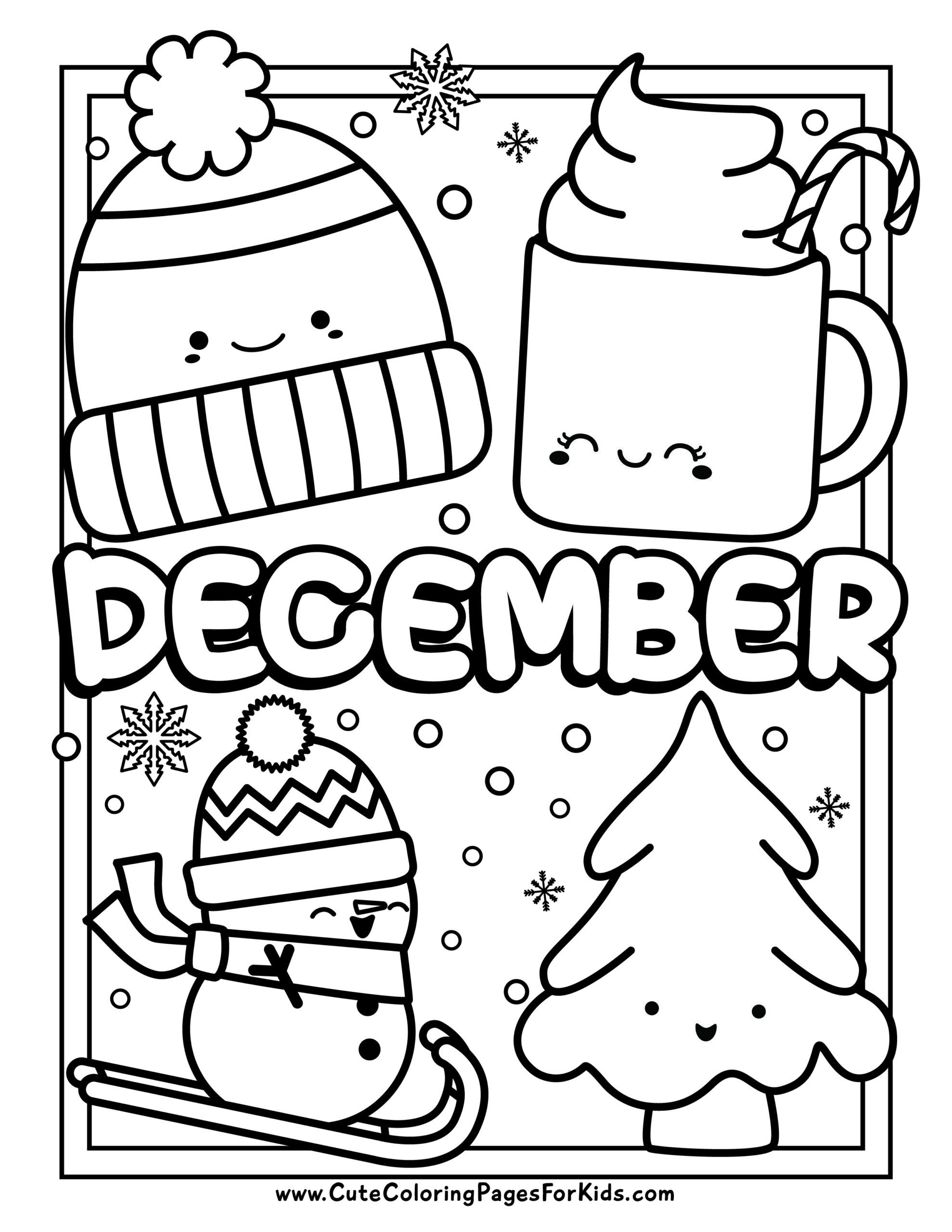 December Coloring Pages 4 Free Printable Coloring Sheets Cute Coloring Pages For Kids