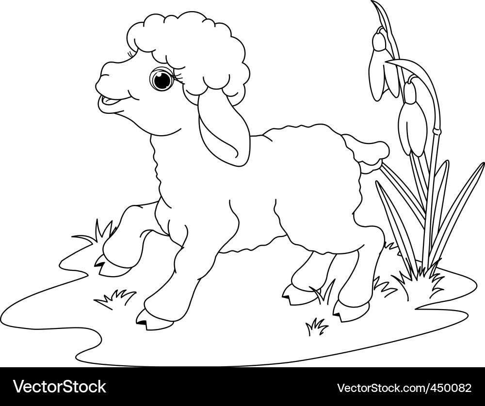 Easter Lamb Coloring Page Royalty Free Vector Image
