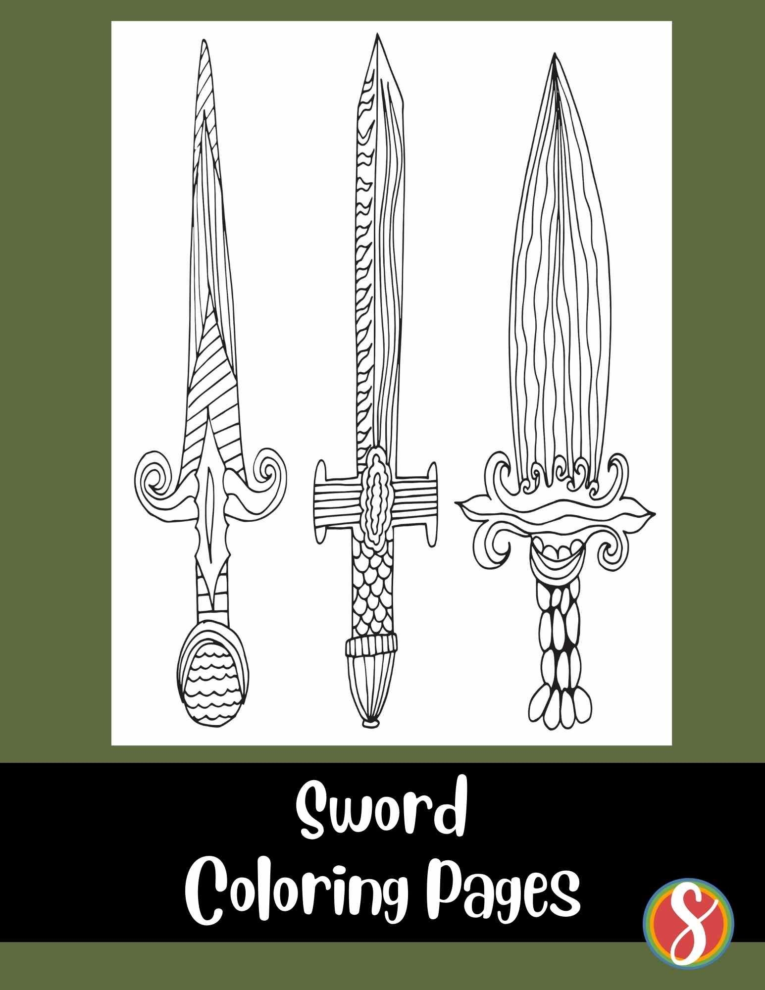 Free Sword Coloring Page Stevie Doodles