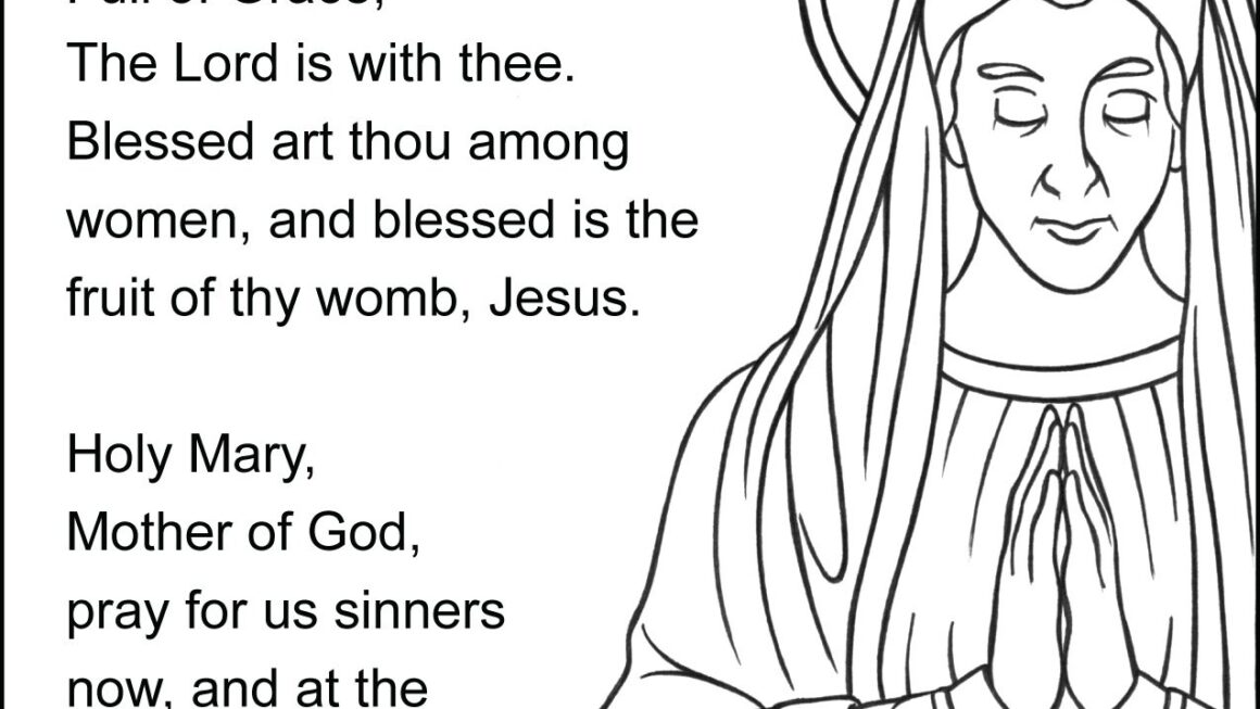Hail Mary Prayer Coloring Page TheCatholicKid
