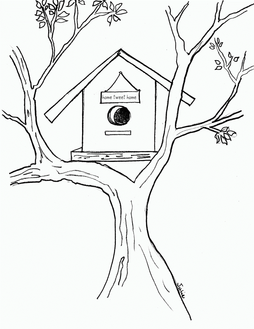 Printable Birdhouse Coloring Pages