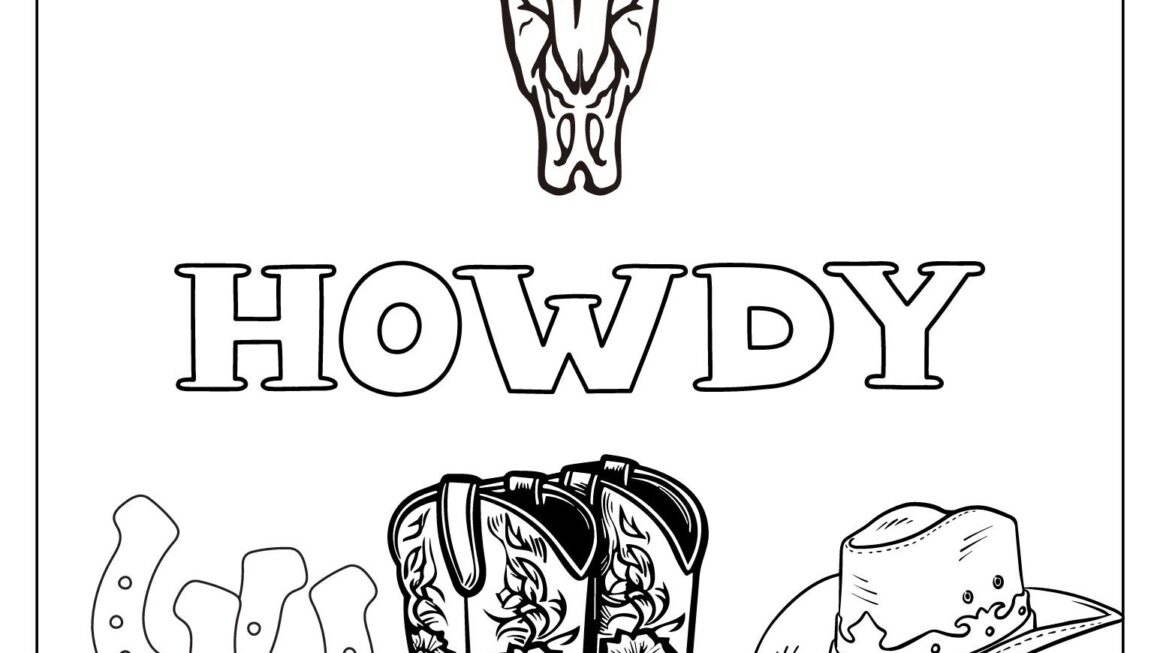 Howdy Coloring Page Western Coloring Page Kids Coloring Page Adult Coloring Page Printable Coloring Page Coloring Page Summer Activity Etsy
