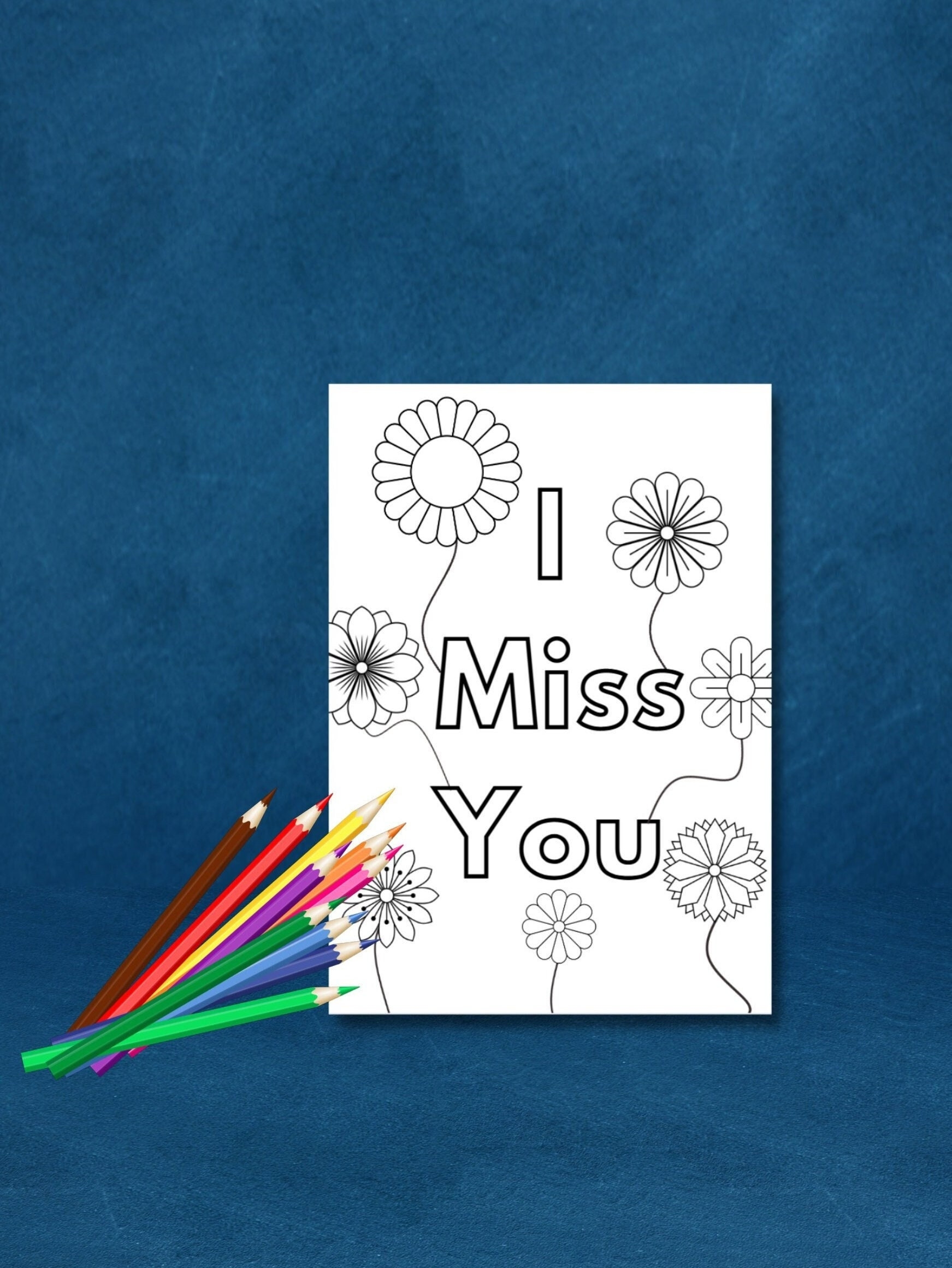 I Miss You Coloring Sheet Simple Design Etsy
