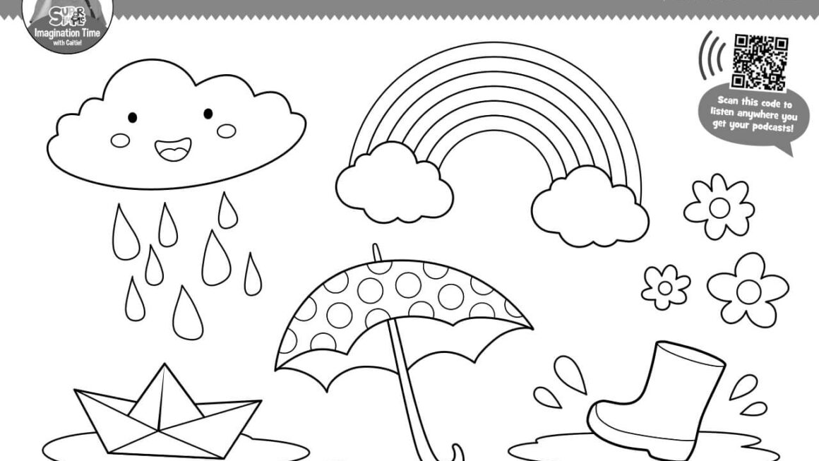 Imagination Time Raindrops Falling Coloring Page Super Simple