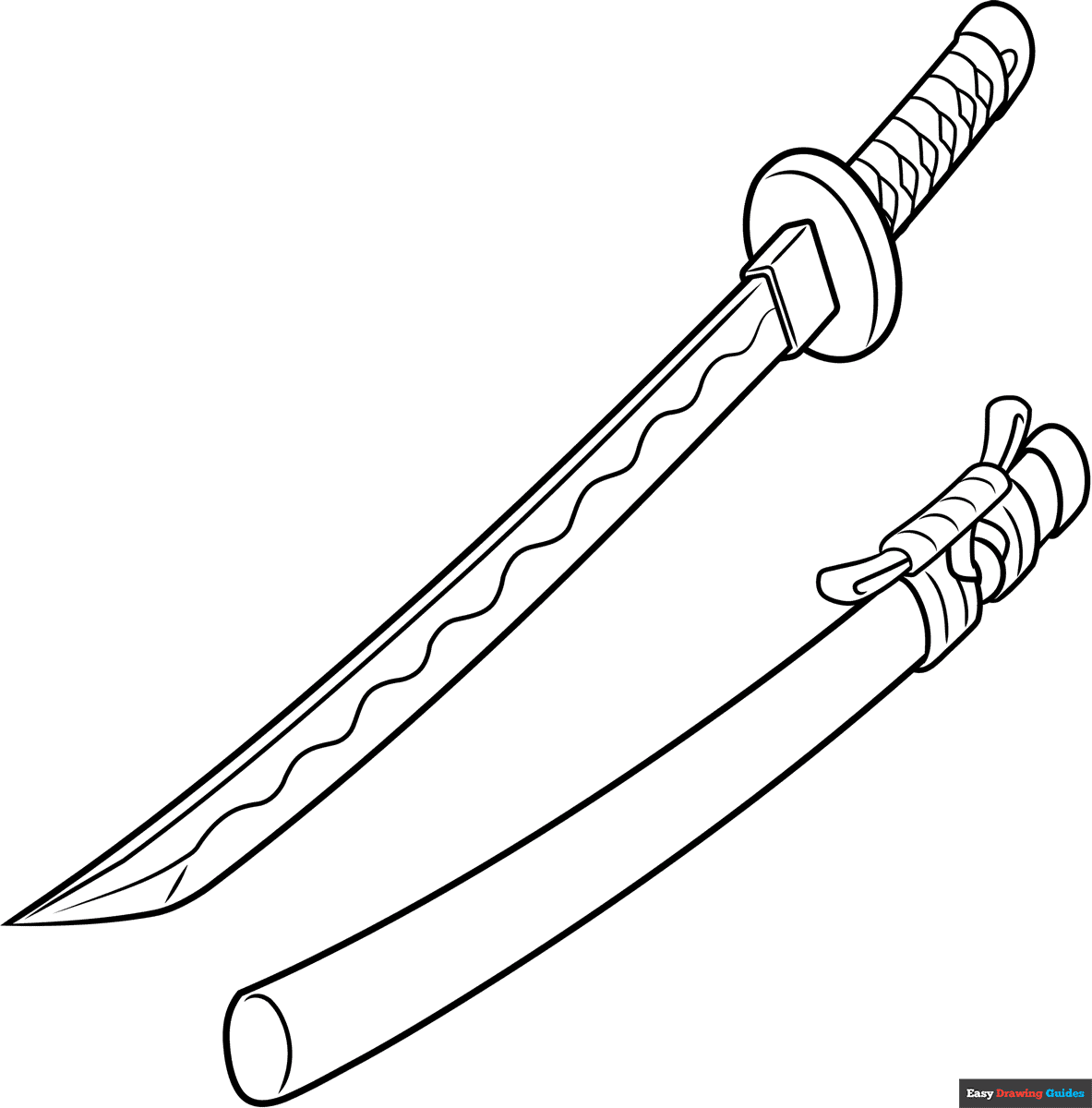 Katana Coloring Page Easy Drawing Guides