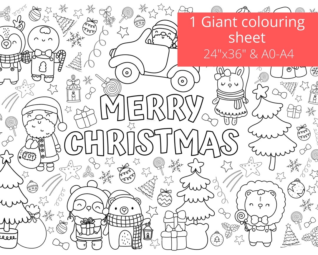 Kid Giant Christmas Coloring Page Christmas Colouring Sheet Merry Christmas Coloring Page Printable Instant Download A0 A4 24 x36 Etsy Hong Kong