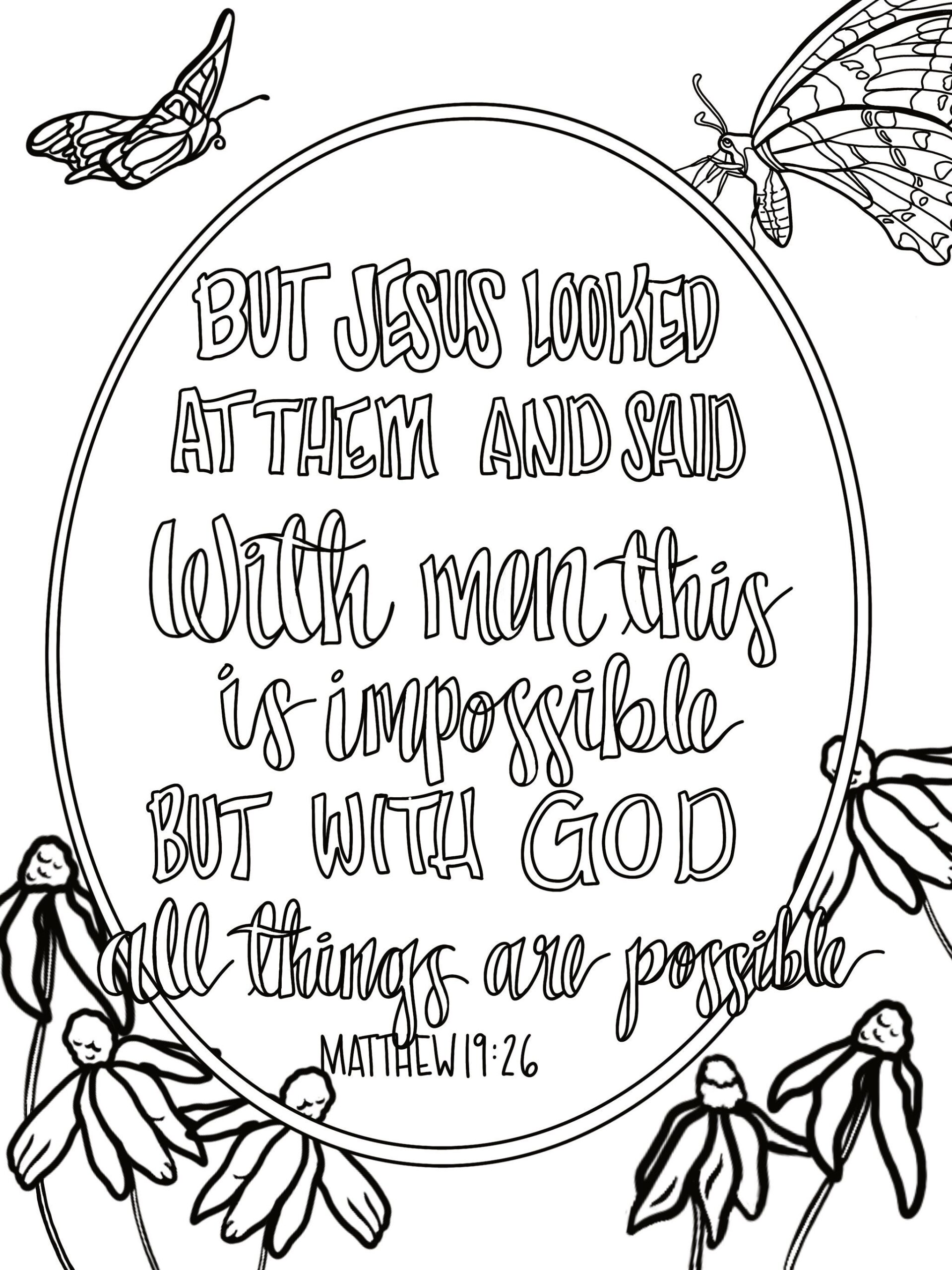 Matthew 19 26 Coloring Sheet Etsy