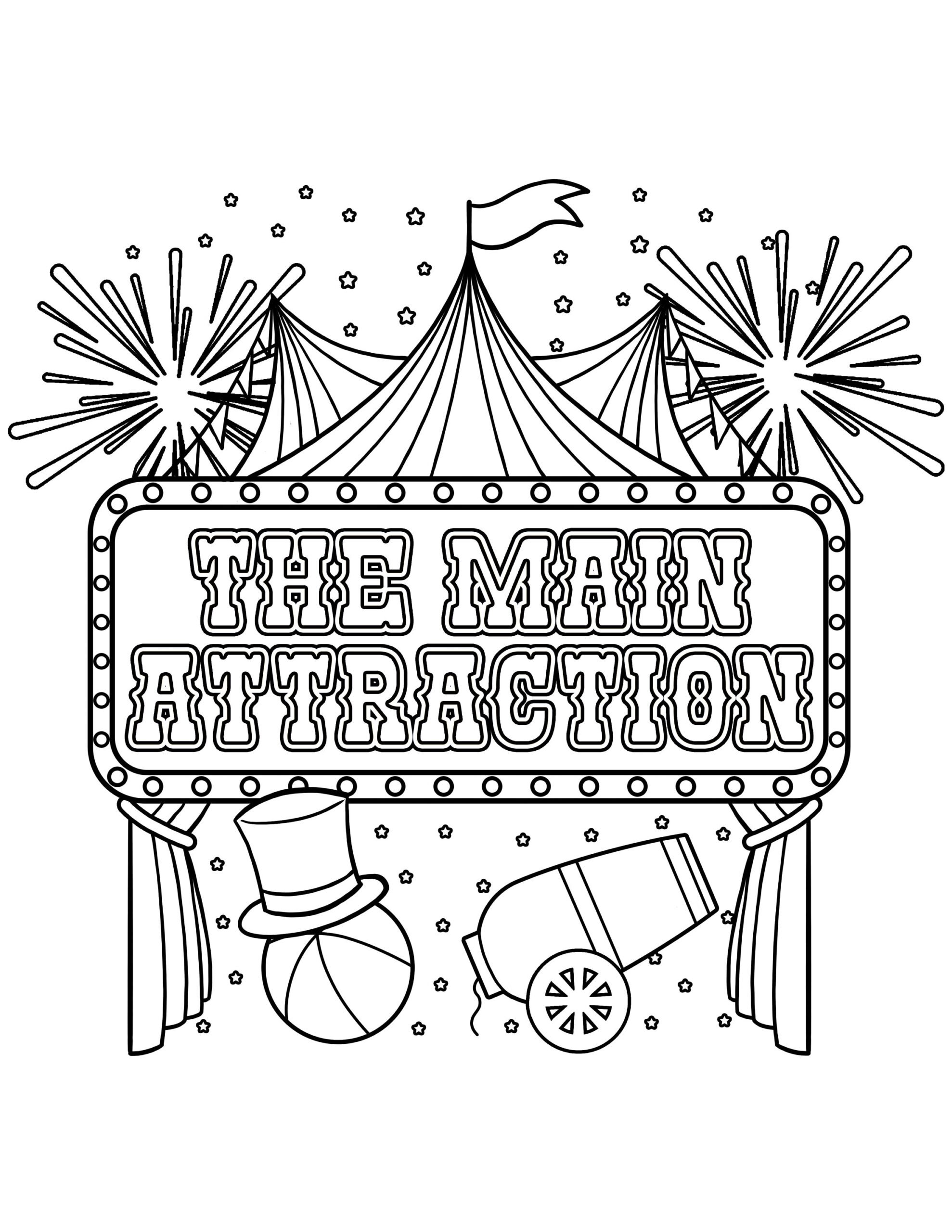 Printable Carnival The Main Attraction Digital Download Circus Coloring Page Etsy