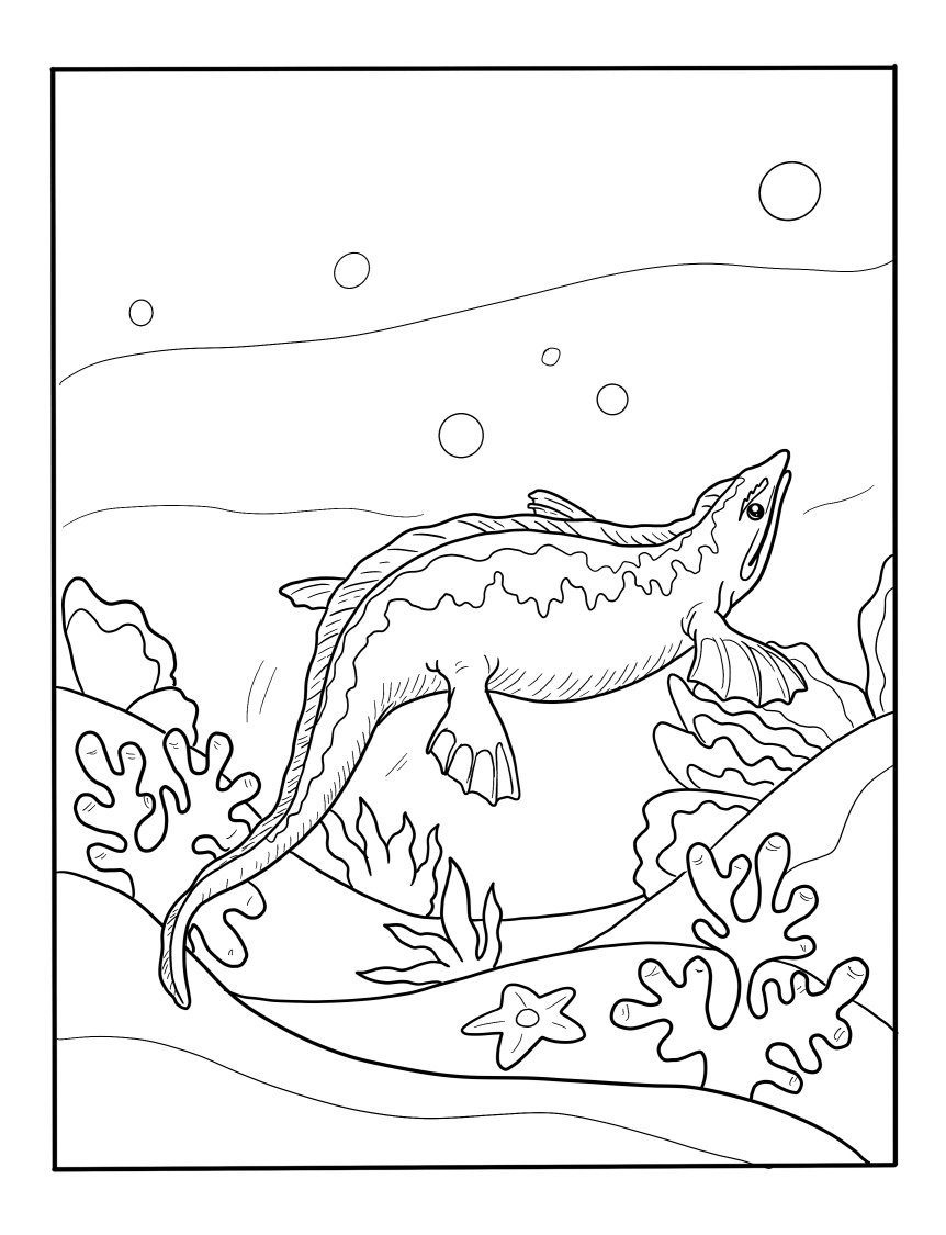Mosasaur Printable Coloring Page