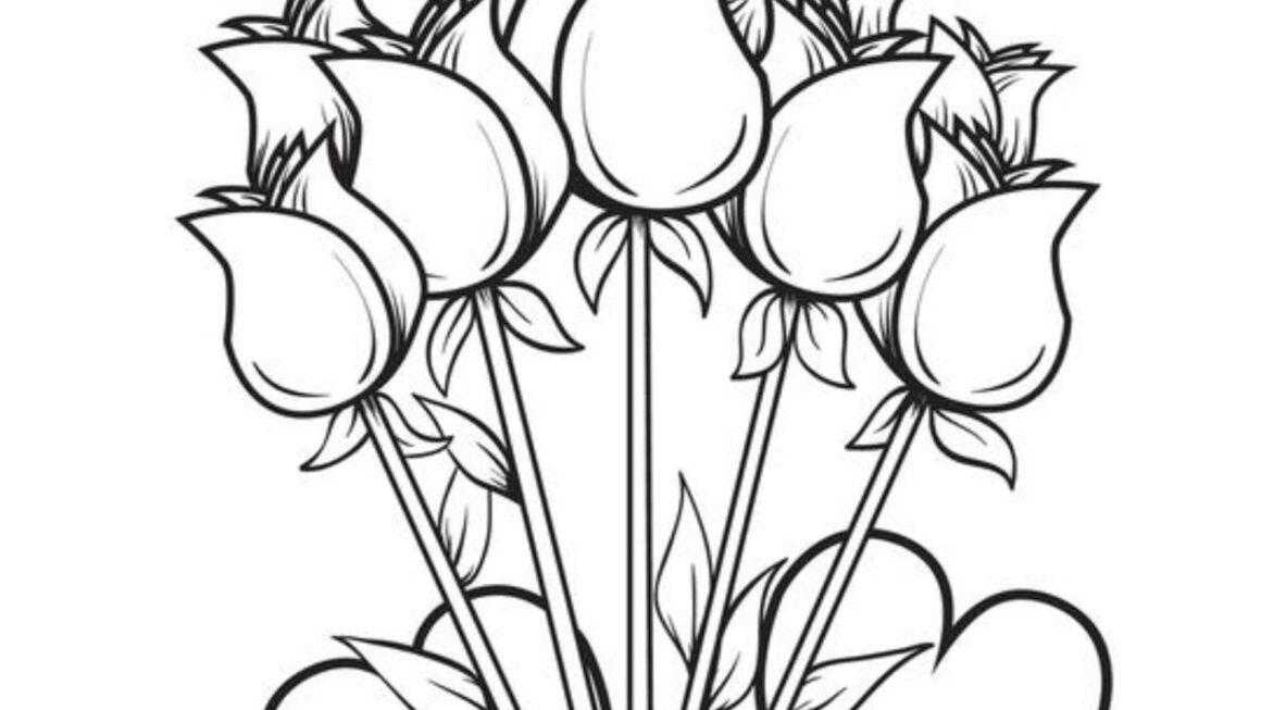 Printable Hearts And Flowers Valentine Coloring Sheet instant Download digital File 8 X 10 Printable Valentine adult Coloring Download Etsy