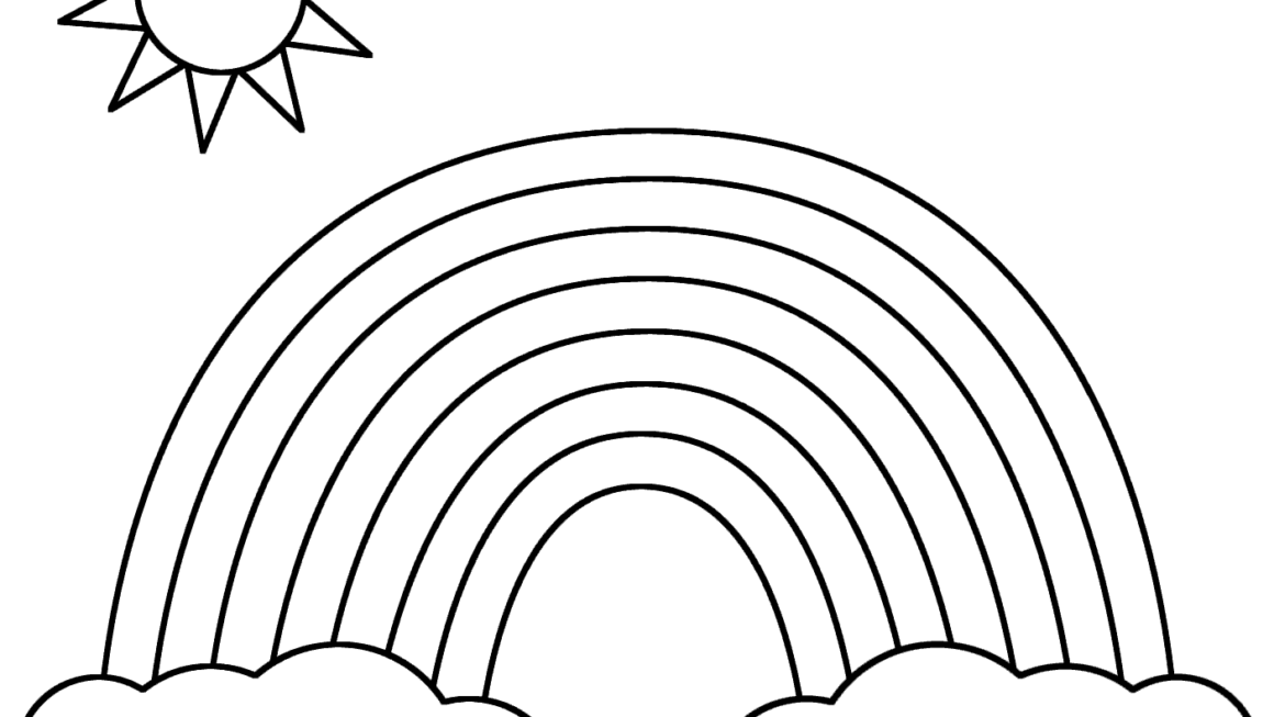 Rainbow With Clouds And Sun Coloring Page Nature