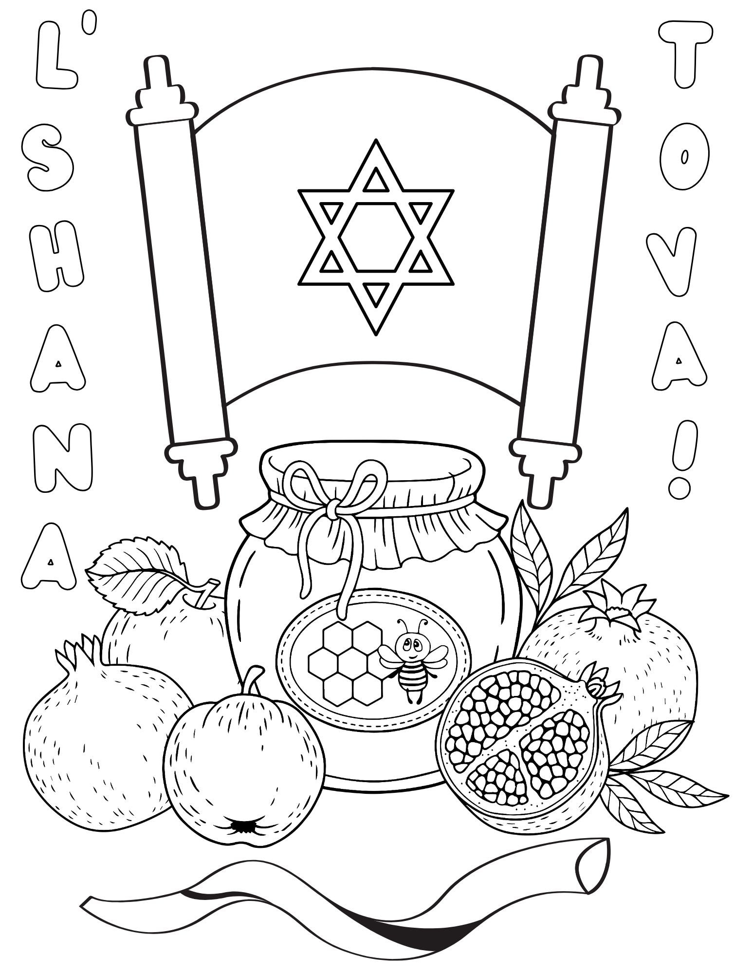 Rosh Hashanah Coloring Pages For Kids Rosh Hashanah Printables Rosh Hashanah Activity Page Jewish Holiday Coloring Pages Rosh Hashanah Etsy