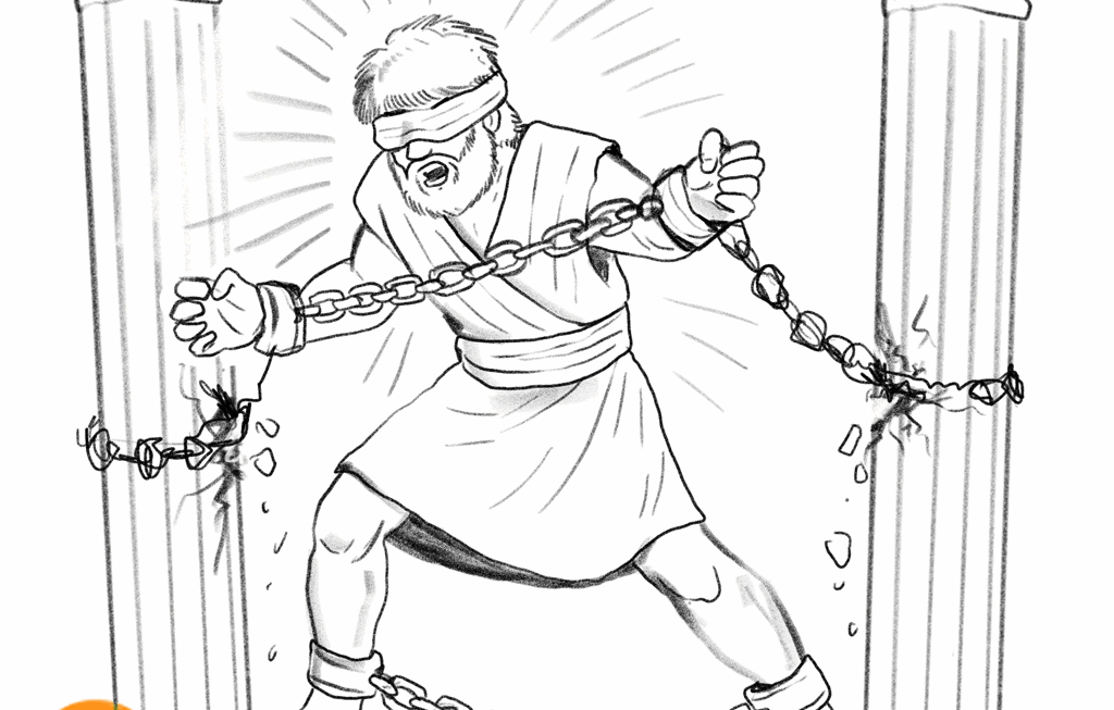 Samson s Final Act Coloring Page Bible Story Clipart