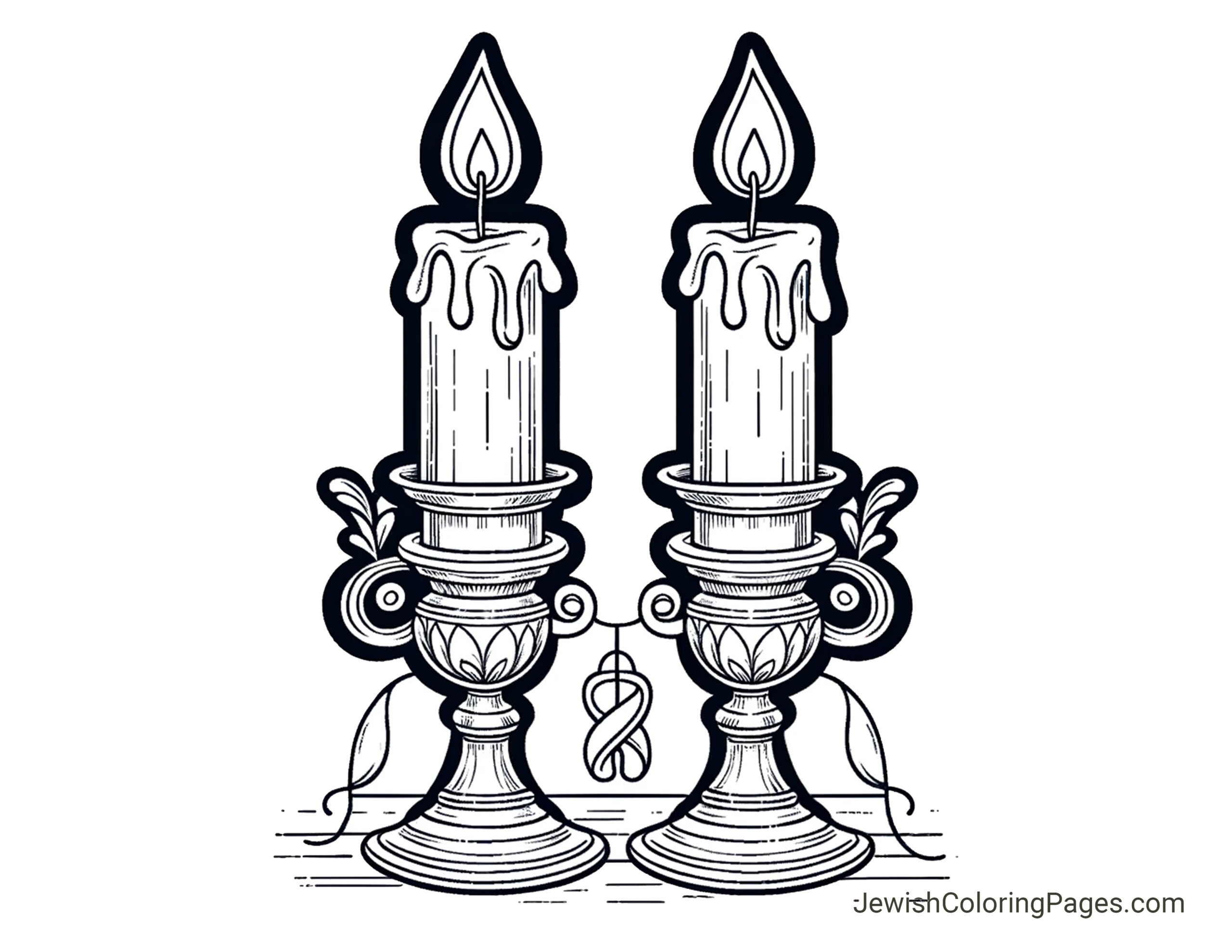 Shabbat Candles Free Printable Coloring Page Jewish Coloring Pages