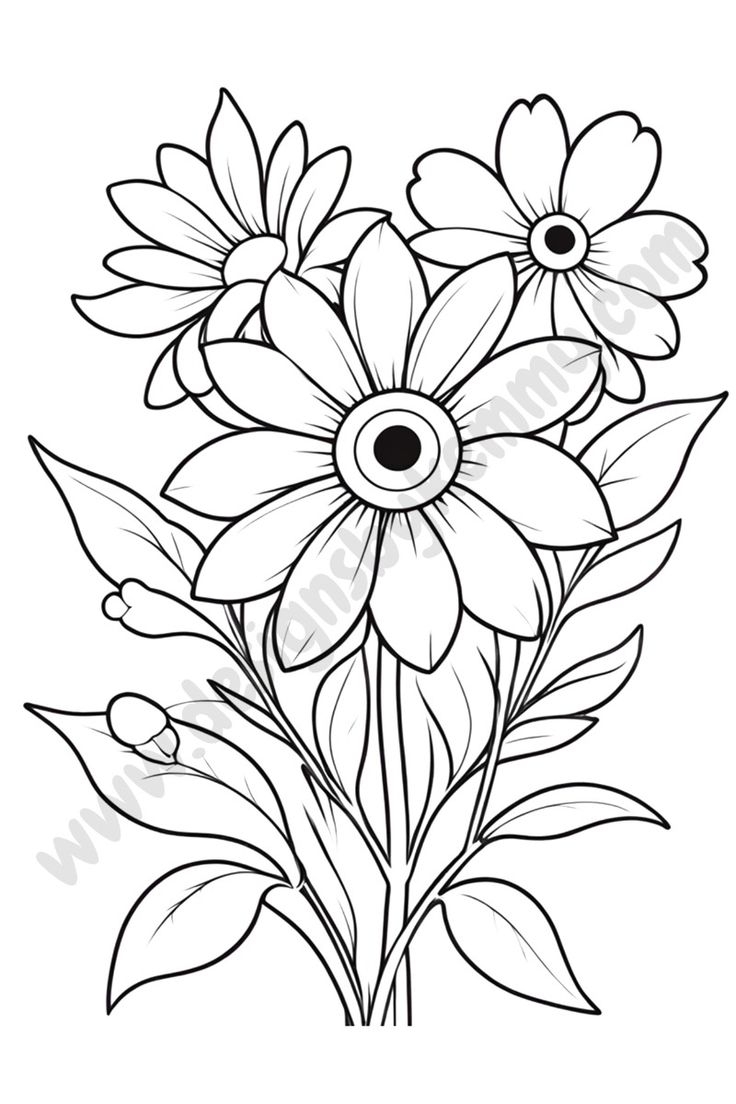 Simple Wildflower Coloring Pages Printable Adult Coloring Pages Designs By Kemmy