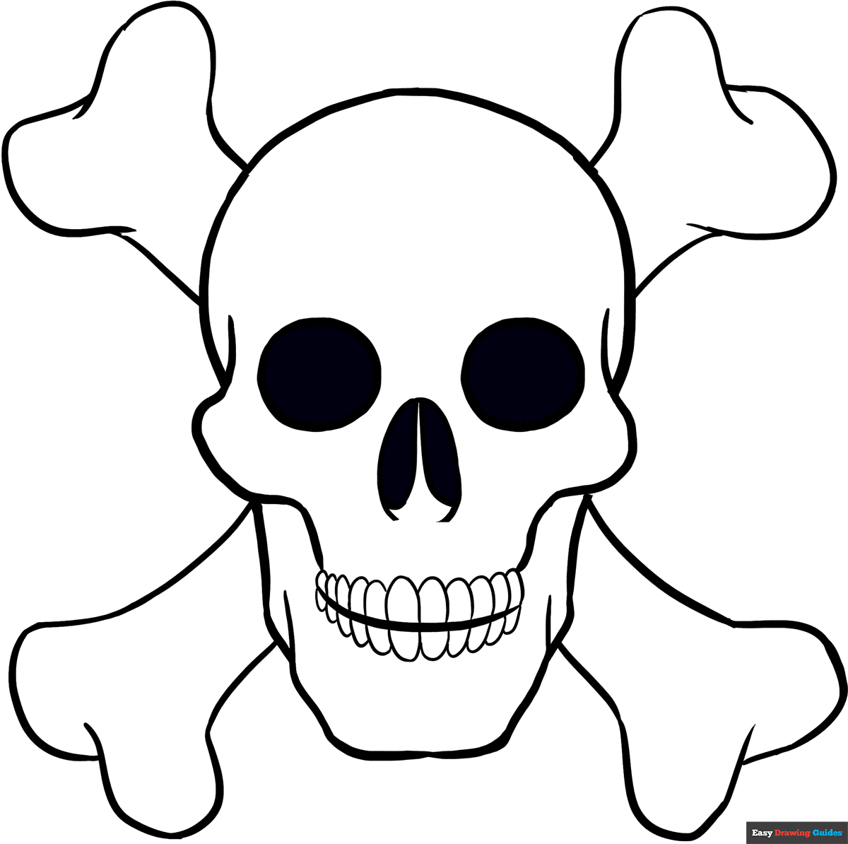 Skull Coloring Page Easy Drawing Guides