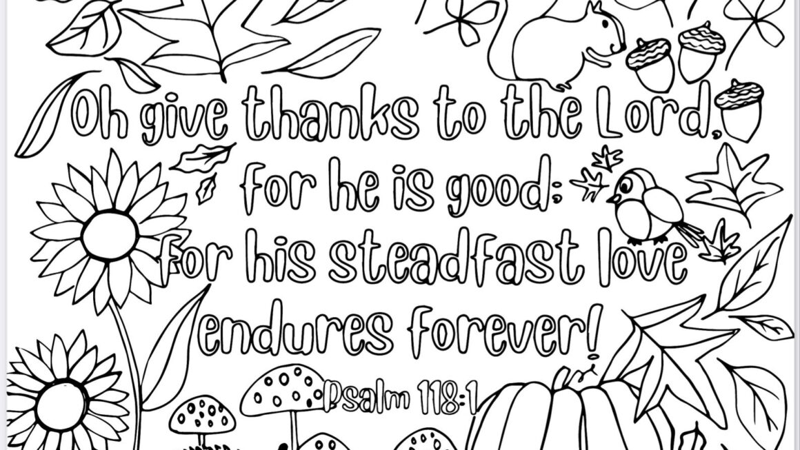 Thanksgiving Coloring Page oh Give Thanks To The Lord Printable Coloring Page Printable Activity Page Digital Print Thankful Page Etsy