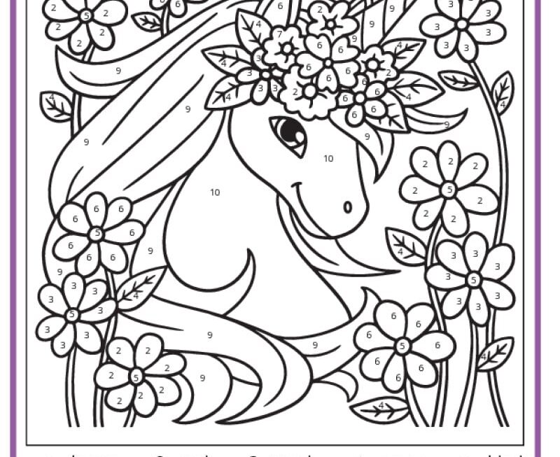 Unicorn Color By Number Pages K12 Math Worksheets