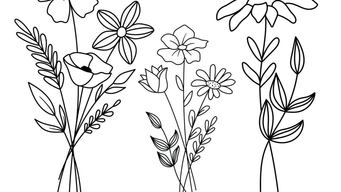 Wildflower Coloring Pages Etsy