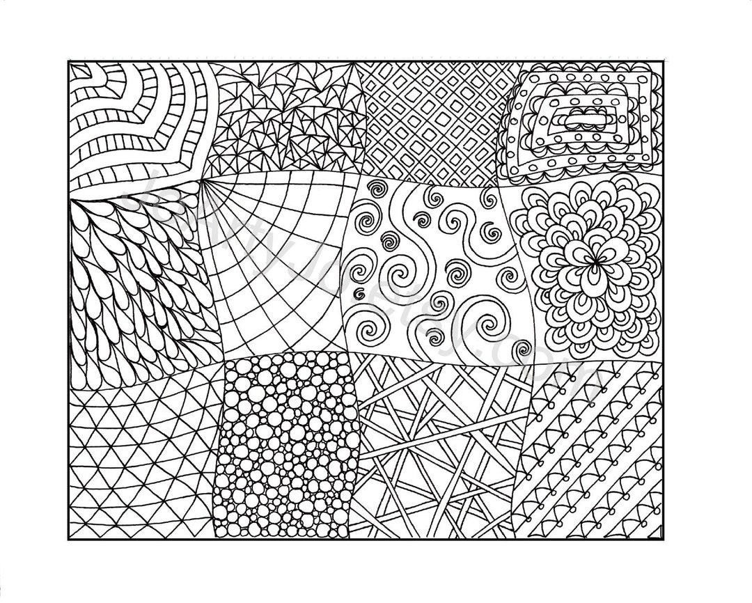 Zendoodle Coloring Page Printable PDF Zentangle Inspired Page 11 Etsy